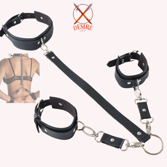 Pack BDSM Menottes, Collier & Attache