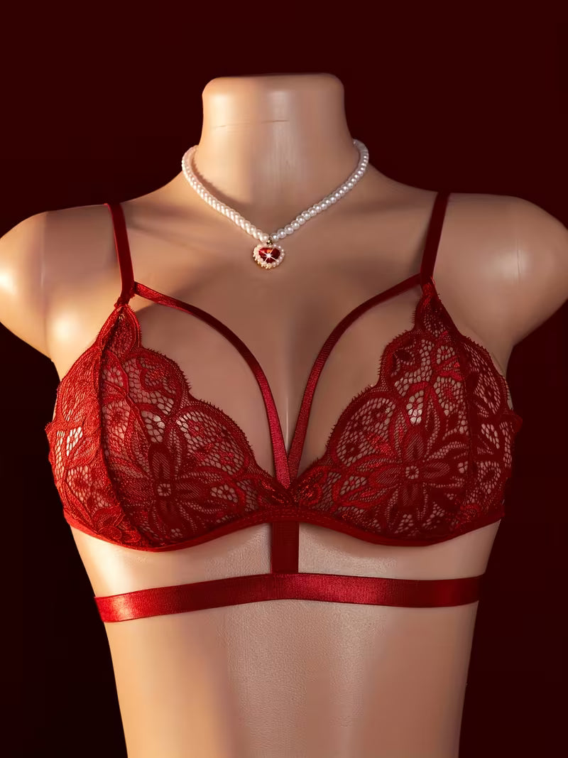 Ensemble Lingerie Rouge en Dentelle à Lanières