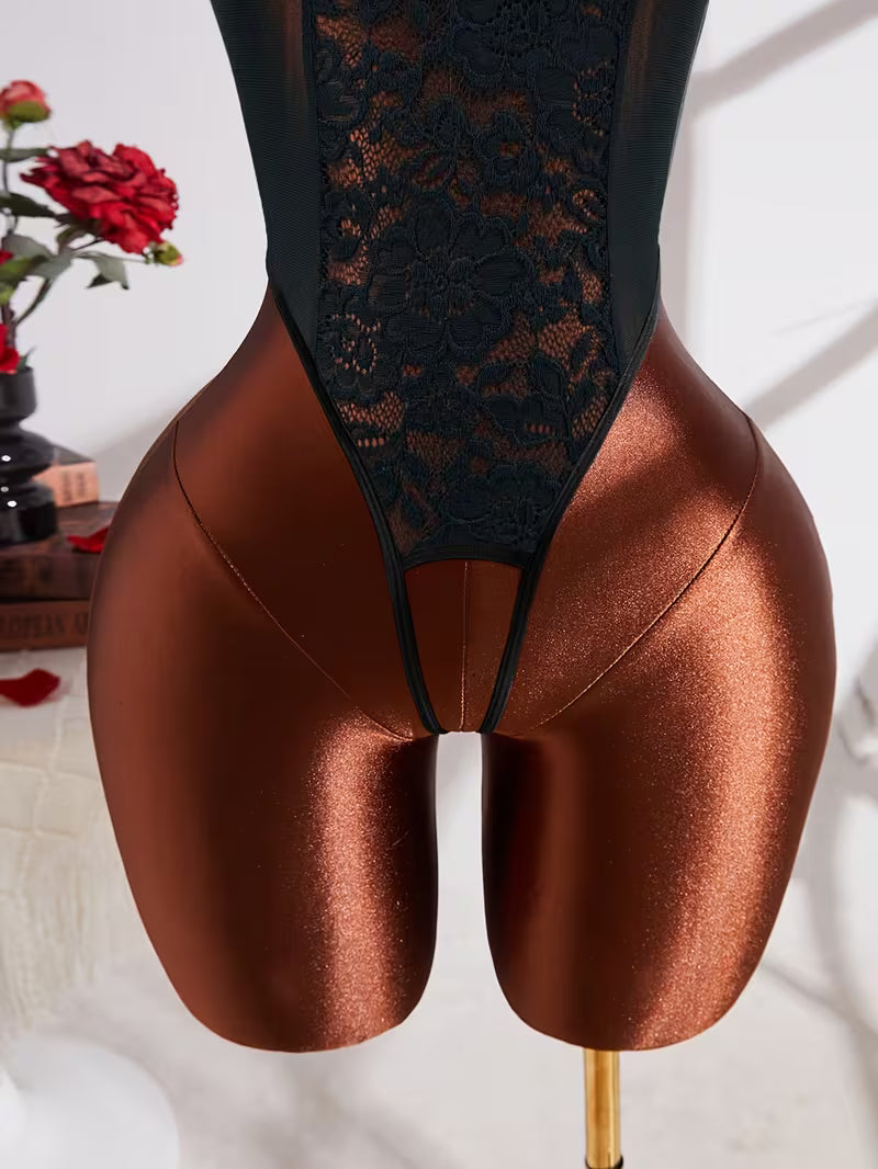Body Lingerie Noir en Dentelle avec Nœuds